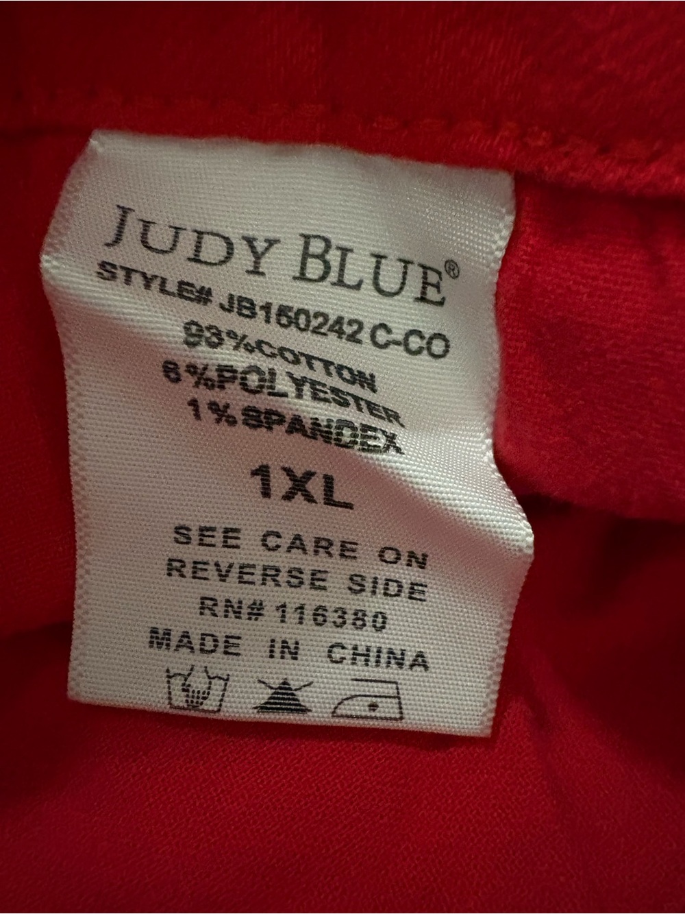 Judy Blue Bold Red Denim Shorts with Frayed Hem - Picture 6 of 6